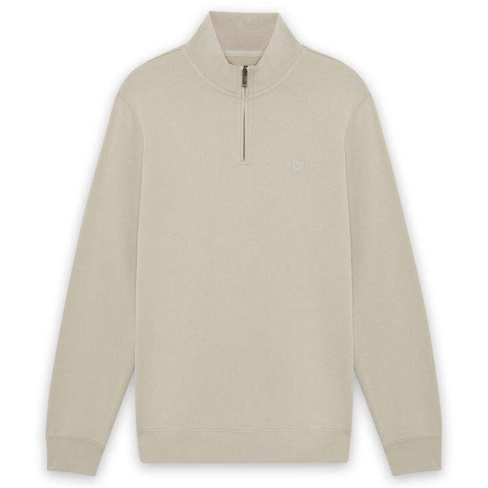 Lyle & Scott Superfine Quarter Zip Sweater Licht Grijs