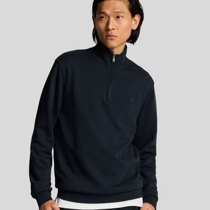 Lyle & Scott Superfine Quarter Zip Sweater Navy