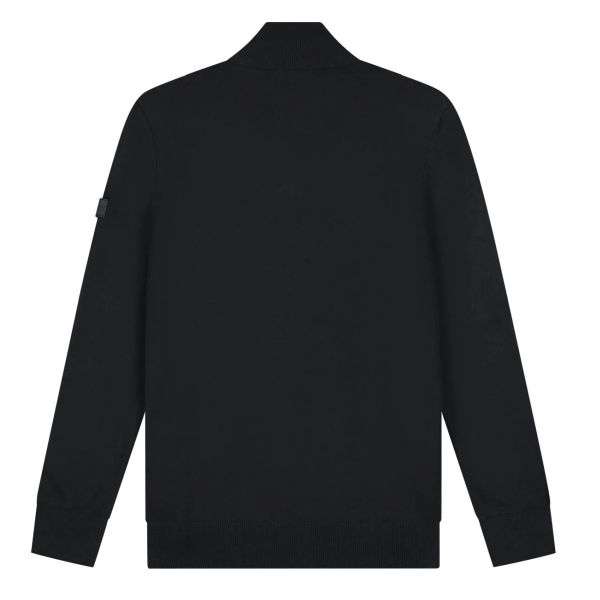 Malelions Knitted Quarter Zip Sweater Zwart