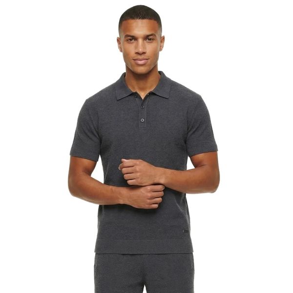 Malelions Bouclé Polo Antraciet