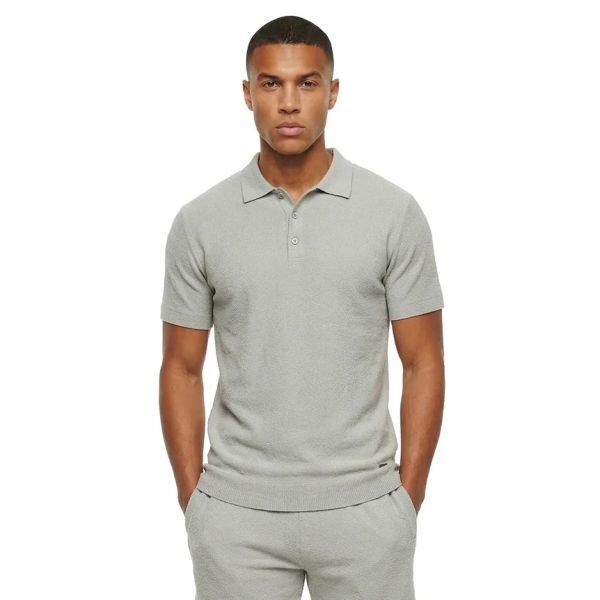 Malelions Bouclé Polo Grijs
