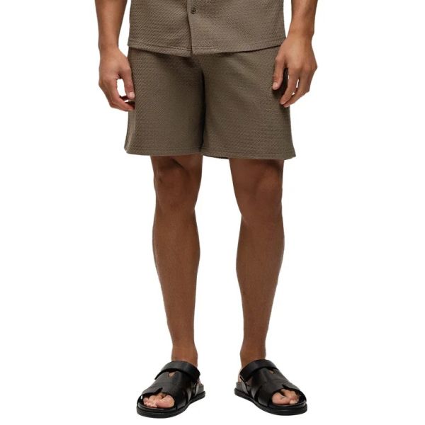 Malelions Diagonal Seersucker Korte Broek Bruin