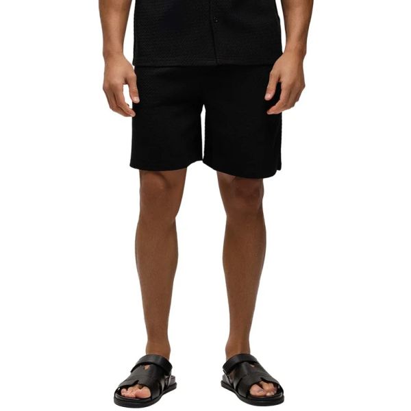 Malelions Diagonal Seersucker Korte Broek Zwart