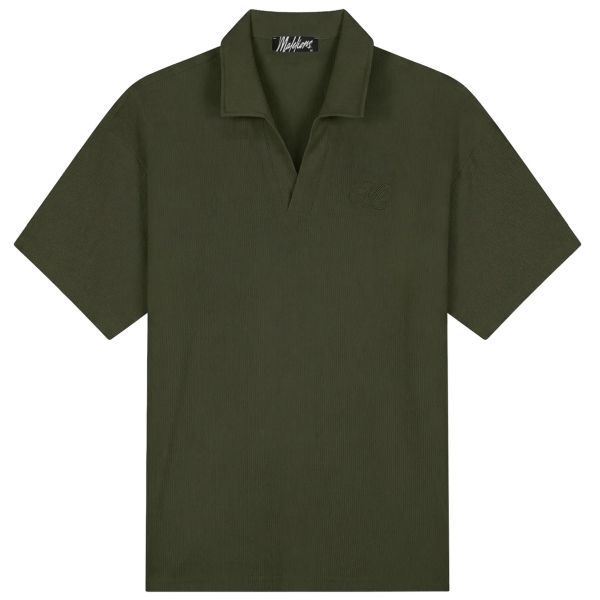 Malelions Emblem Seersucker Buttonless Polo Groen