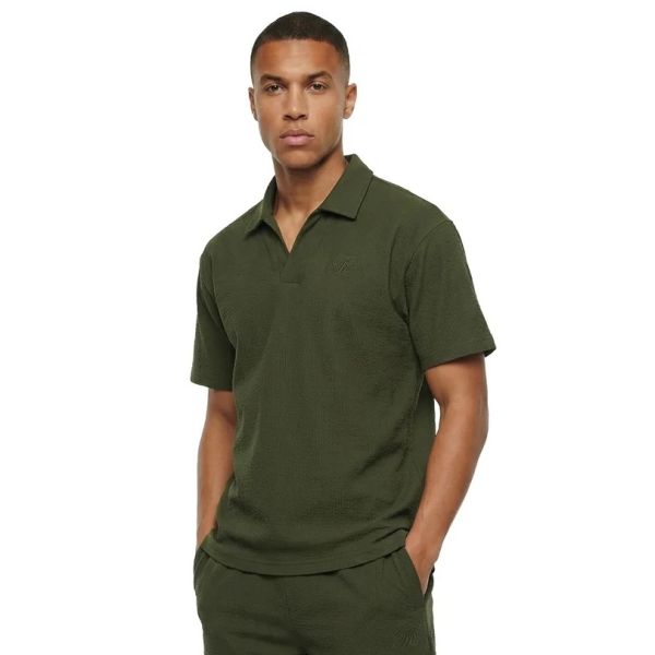 Malelions Emblem Seersucker Buttonless Polo Groen
