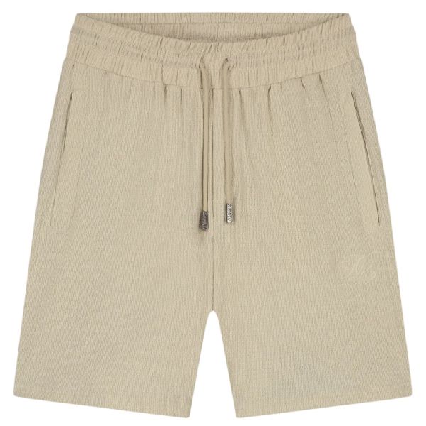 Malelions Emblem Seersucker Korte Broek Beige