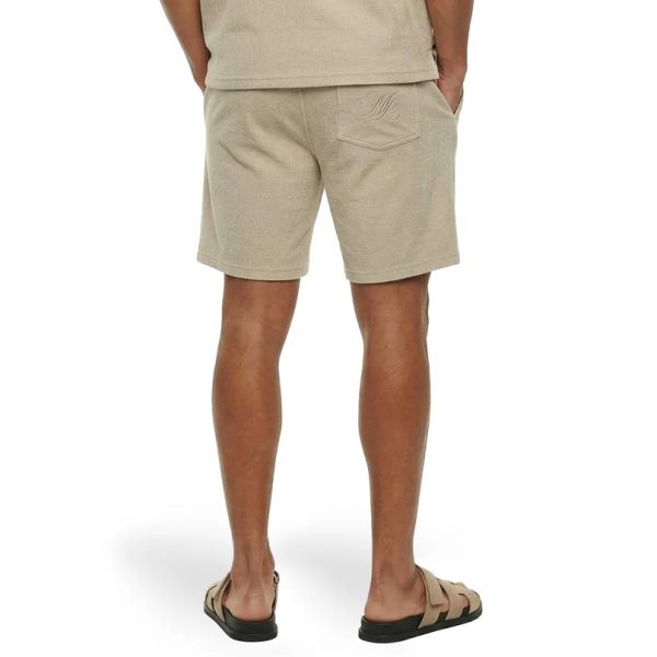 Malelions Emblem Seersucker Korte Broek Beige