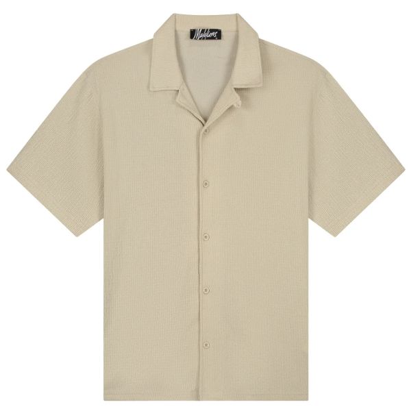 Malelions Emblem Seersucker Overhemd Beige