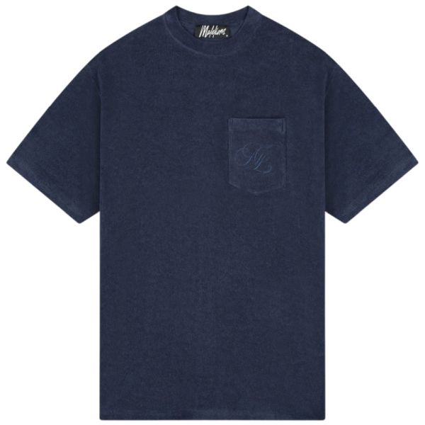Malelions Emblem Towelling T-shirt Navy