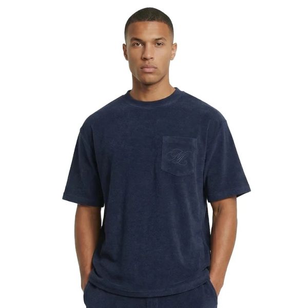 Malelions Emblem Towelling T-shirt Navy
