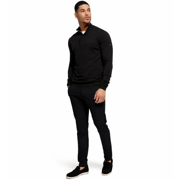 Malelions Knitted Quarter Zip Sweater Zwart