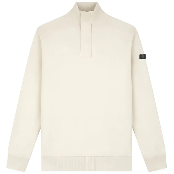 Malelions Knitted Quarter Zip Sweater Beige