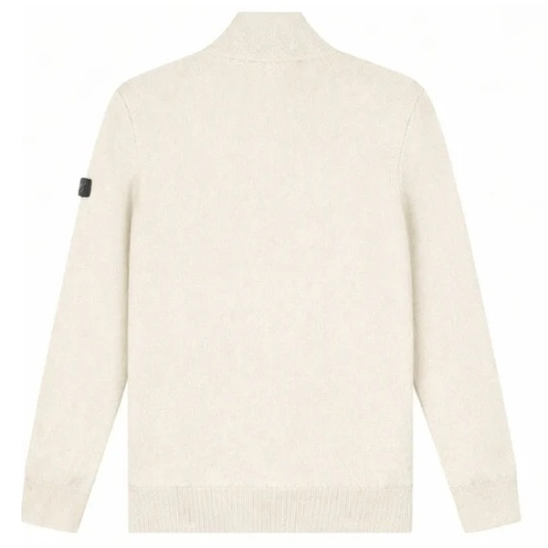 Malelions Knitted Quarter Zip Sweater Beige