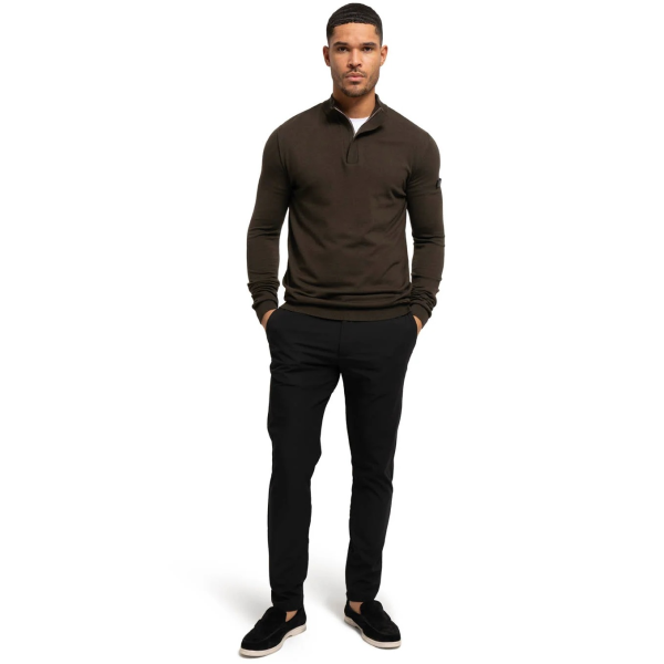 Malelions Knitted Quarter Zip Sweater Donker Groen