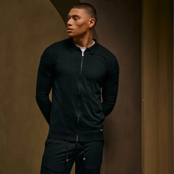 Malelions Knitted Zip Vest Zwart