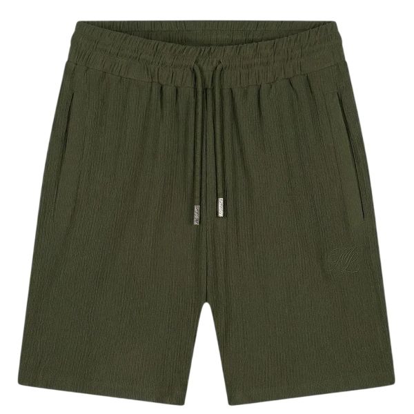 Malelions Emblem Seersucker Korte Broek Groen