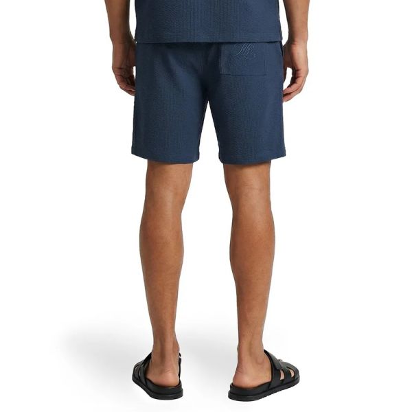 Malelions Emblem Seersucker Korte Broek Navy