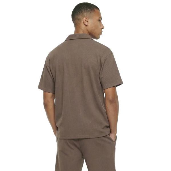 Malelions Ribbed Camp Collar Overhemd Beige