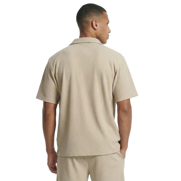 Malelions Ribbed Camp Collar Overhemd Beige
