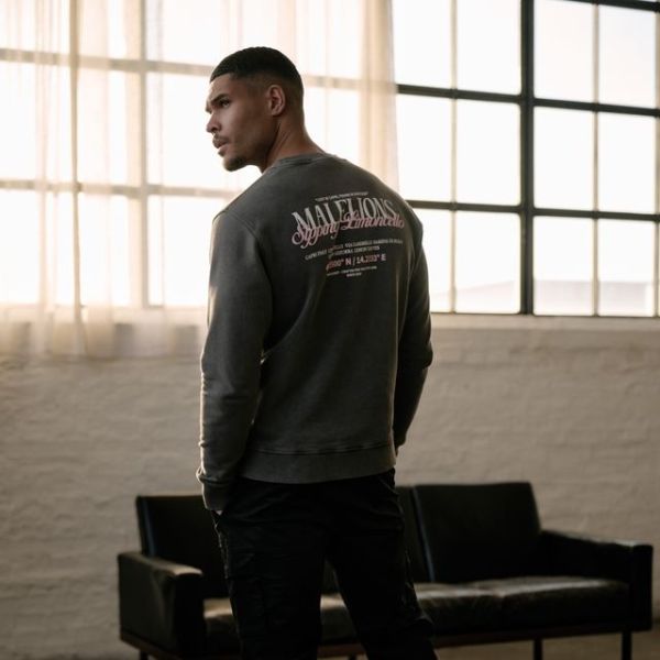 Malelions Men Sipping Limoncello Sweater Acid Wash