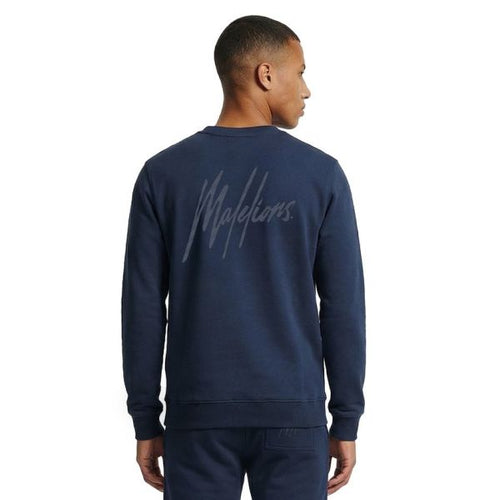 Malelions Men Striped Signature Sweater Navy