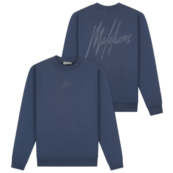 Malelions Striped Signature Sweater Navy