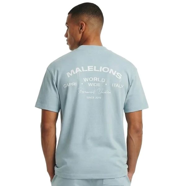 Malelions Permanent Vacation T-shirt Licht Blauw