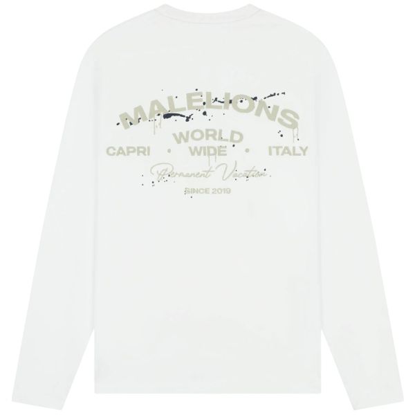 Malelions Permanent Vacation Longsleeve T-shirt Wit
