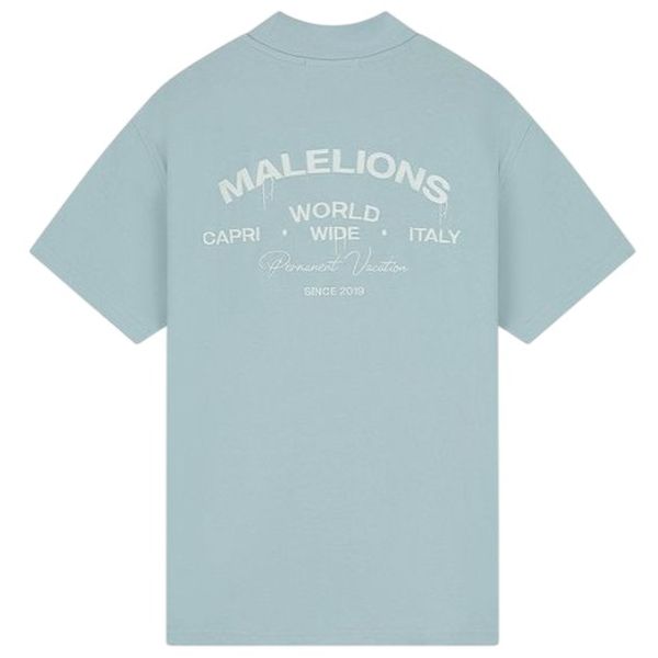 Malelions Permanent Vacation T-shirt Licht Blauw