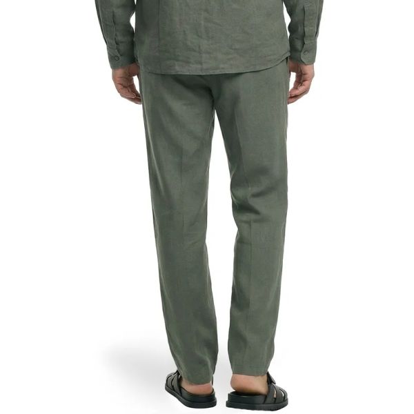 Malelions Premium Linen Broek Donker groen