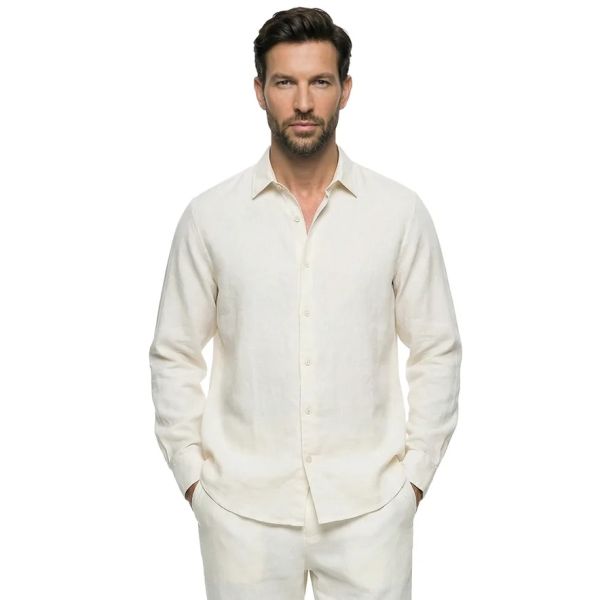Malelions Premium Linen Overhemd Off White