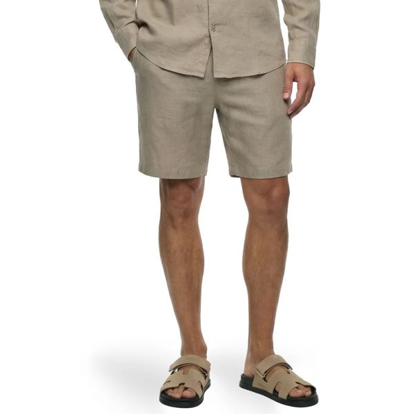 Malelions Premium Linen Korte Broek Beige