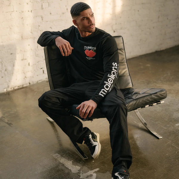 Malelions Raspberry Longsleeve T-shirt Zwart