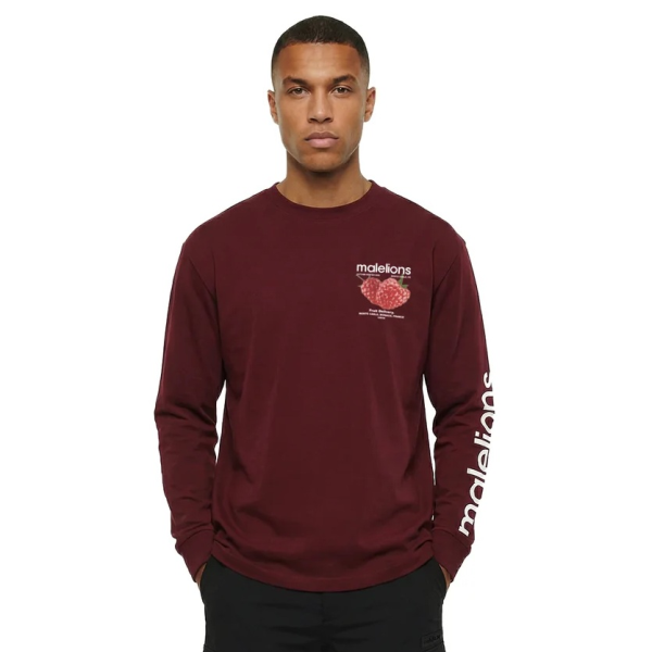 Malelions Raspberry Longsleeve T-shirt Bordeaux