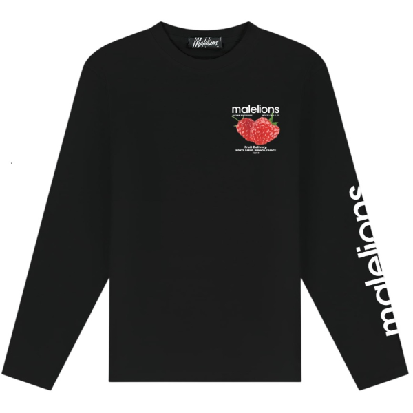 Malelions Raspberry Longsleeve T-shirt Zwart
