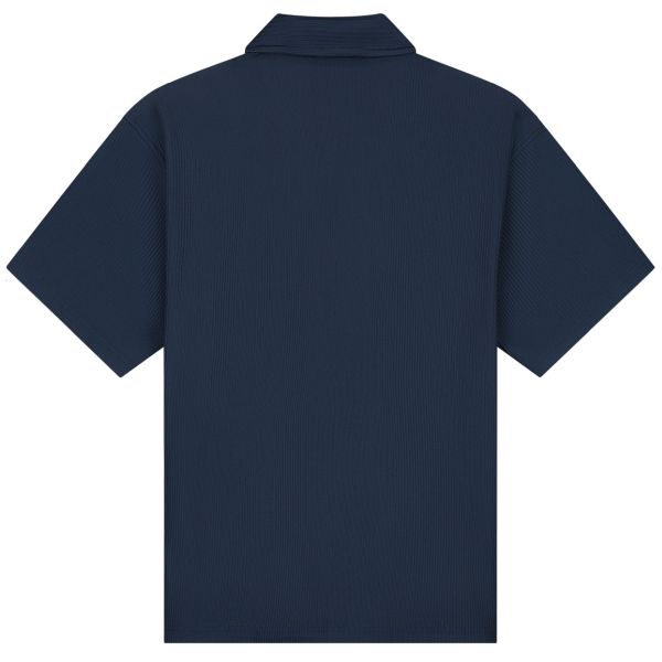 Malelions Ribbed Camp Collar Overhemd Navy
