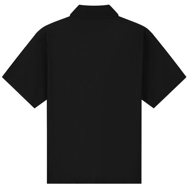 Malelions Ribbed Camp Collar Overhemd Zwart
