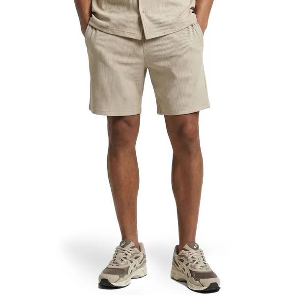 Malelions Ribbed Korte Broek Beige