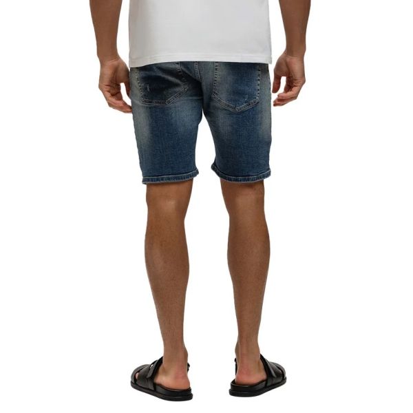 Malelions Washed Denim Korte Broek Donker blauw