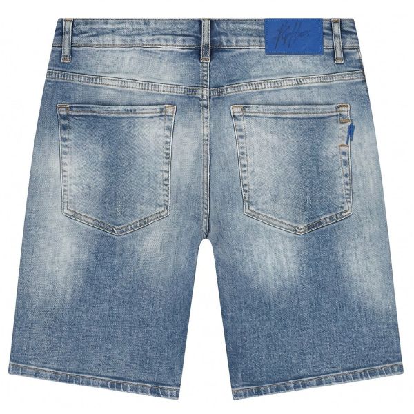 Malelions Washed Denim Korte Broek Licht blauw