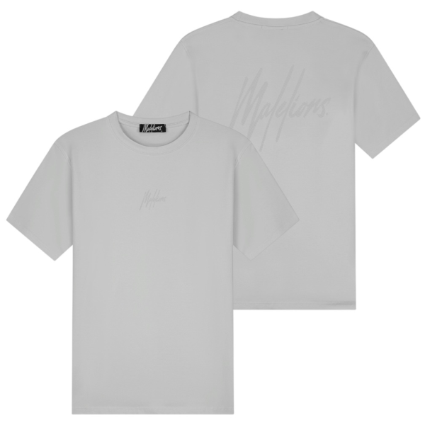 Malelions Striped Signature T-shirt Grijs
