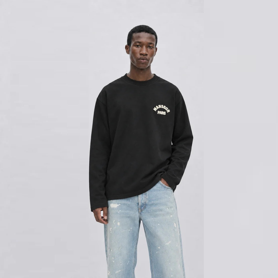 Mansour Paris College Longsleeve T-shirt Zwart