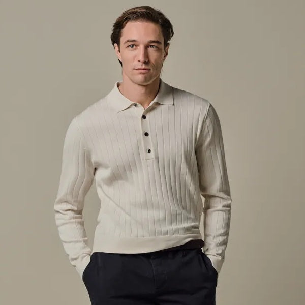 Profuomo Aero Ease Longsleeve Polo Off White
