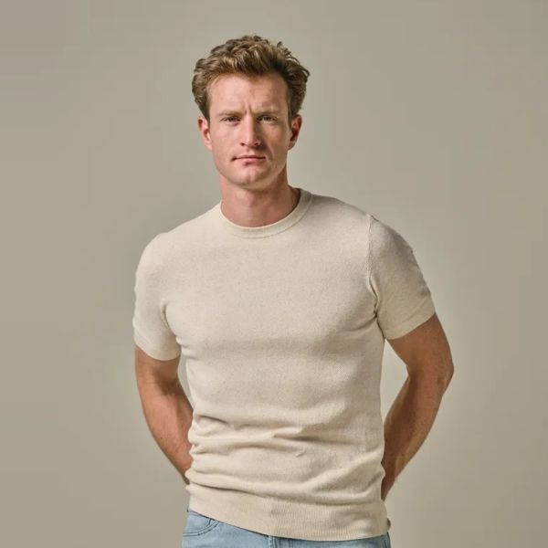 Profuomo Cotton Linen T-shirt Off White