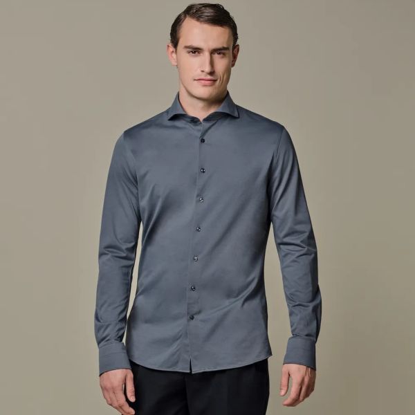 Profuomo Knitted Overhemd Blauw