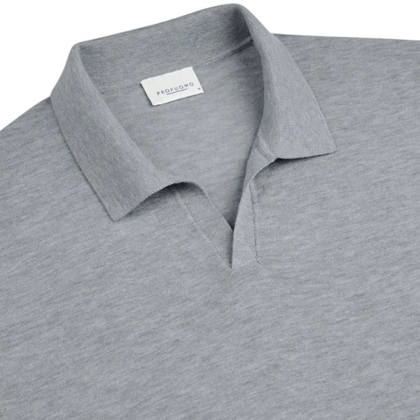 Profuomo Luxury Open Collar Polo Blauw