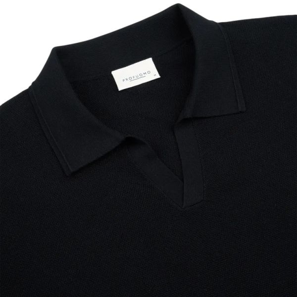 Profuomo Luxury Open Collar Polo Navy