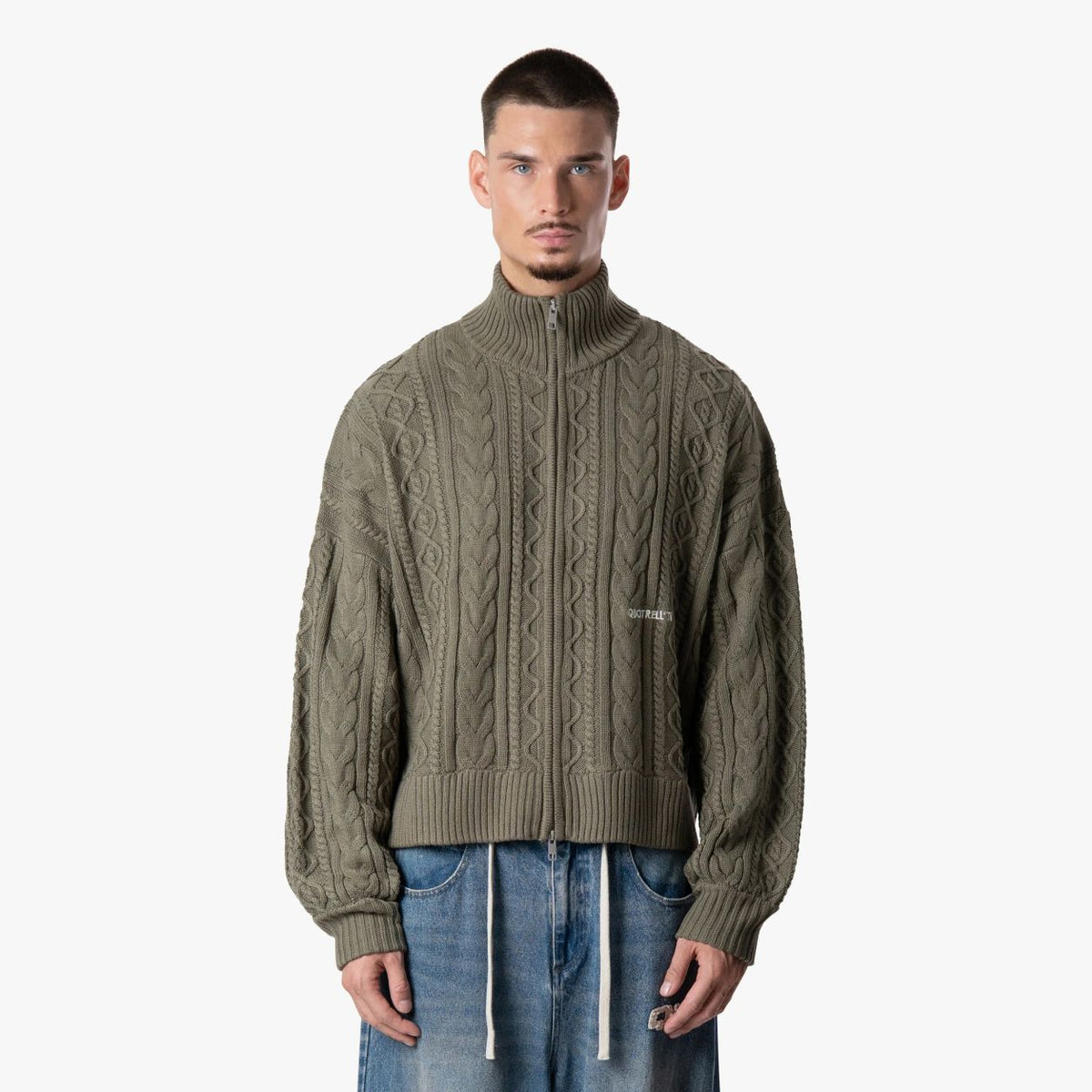 Quotrell Ease Cable Knitted Vest Donker Groen