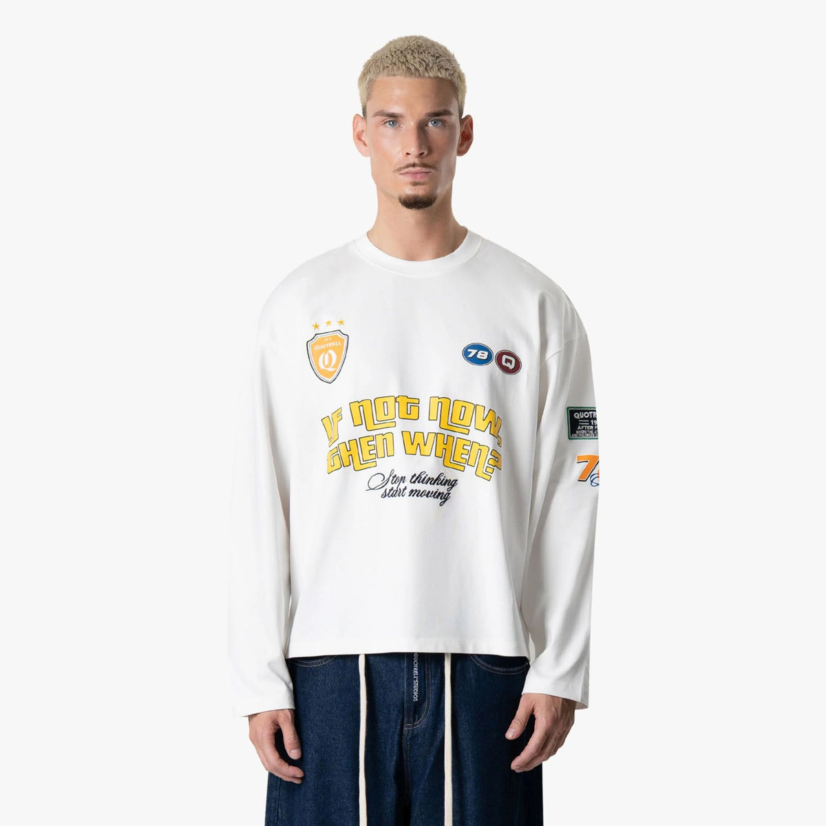Quotrell Grid Longsleeve T-shirt Wit