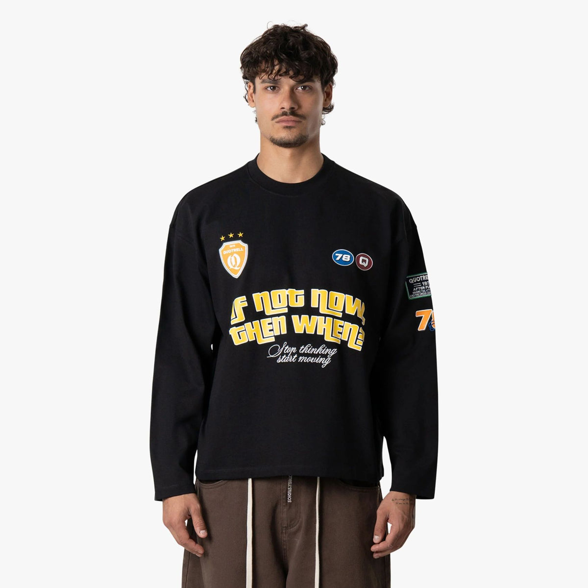Quotrell Grid Longsleeve T-shirt Zwart